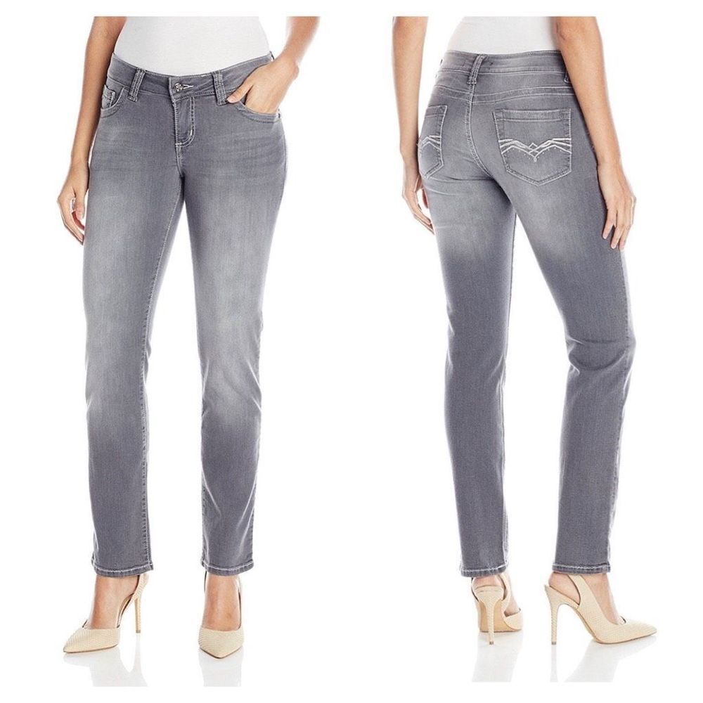 Lee Platinum Label Women's Grey Mid Rise Straight Leg Stretch Jeans Size 10